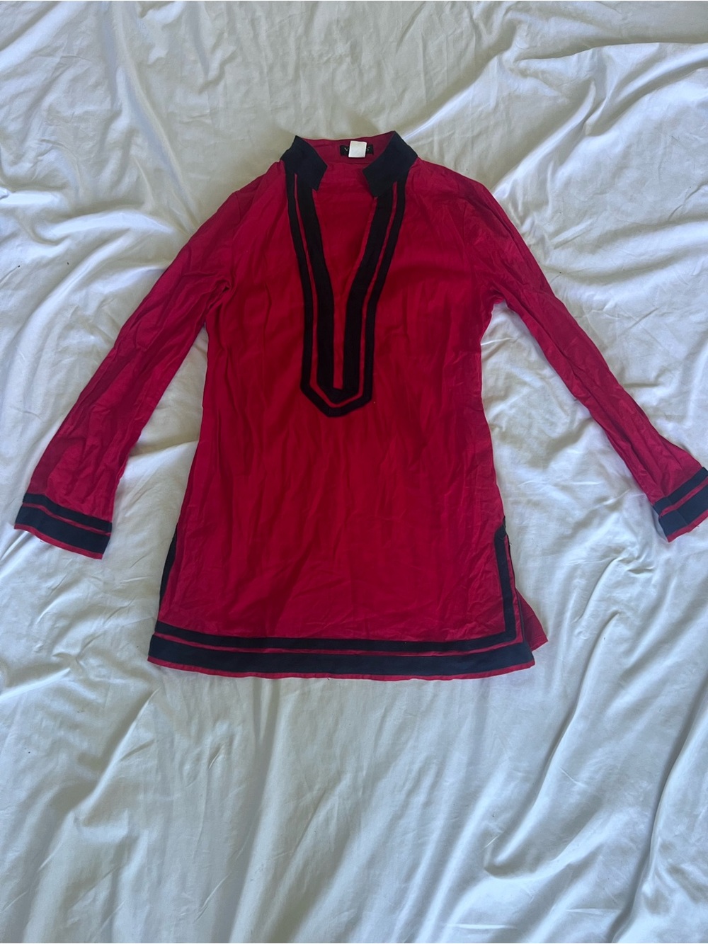 VENUS Red Tunic Top with Black Trim